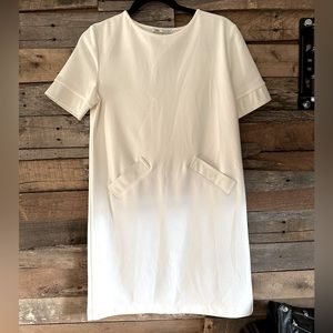Zara white dress with white leather detail  size small